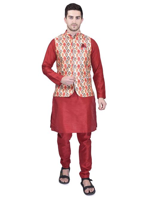 mens kurta pyjama ethnic wear set with nehru jacket - 21340685 - Very Small Image - 1
