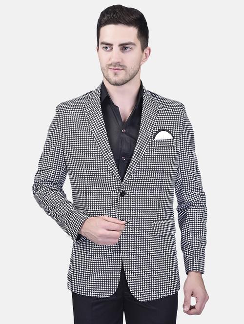 men black cotton blend single breasted casual blazer - 21340826 - Very Small Image - 1