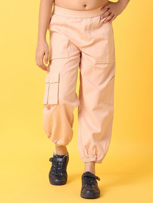 girls peach solid cargos - 21341890 - Very Small Image - 1