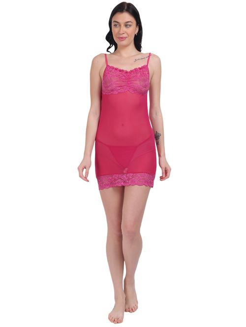women solid laec detailed net babydoll - 21344275 - Very Small Image - 1