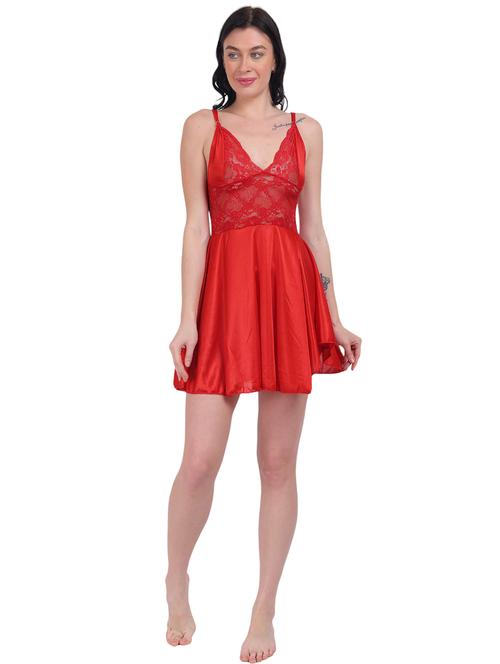 women solid lace detailed babydoll - 21344287 - Very Small Image - 1