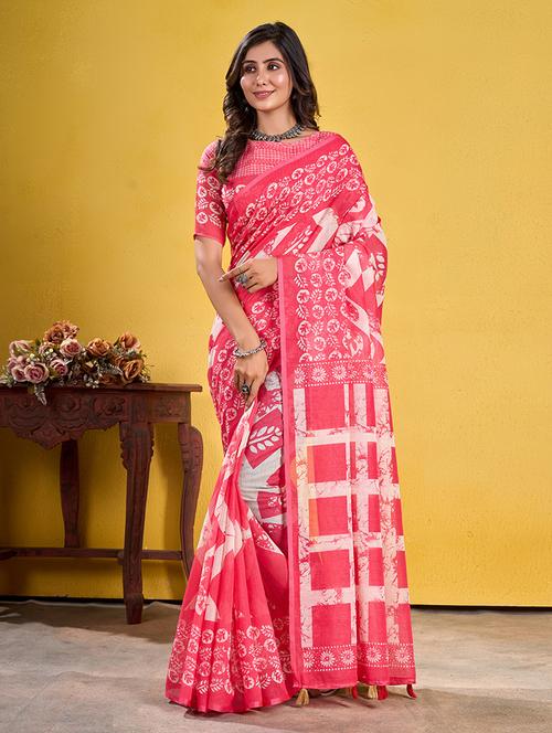 women printed saree with blouse - 21345355 - Very Small Image - 1