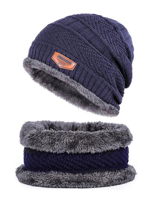men woolen cap with neck warmer - 21346375 - Very Small Image - 1