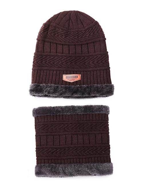 men woolen cap with neck warmer - 21346507 - Very Small Image - 1