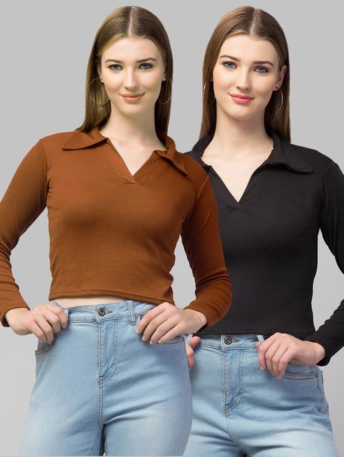 women pack of 2 solid crop tops - 21347751 - Very Small Image - 1
