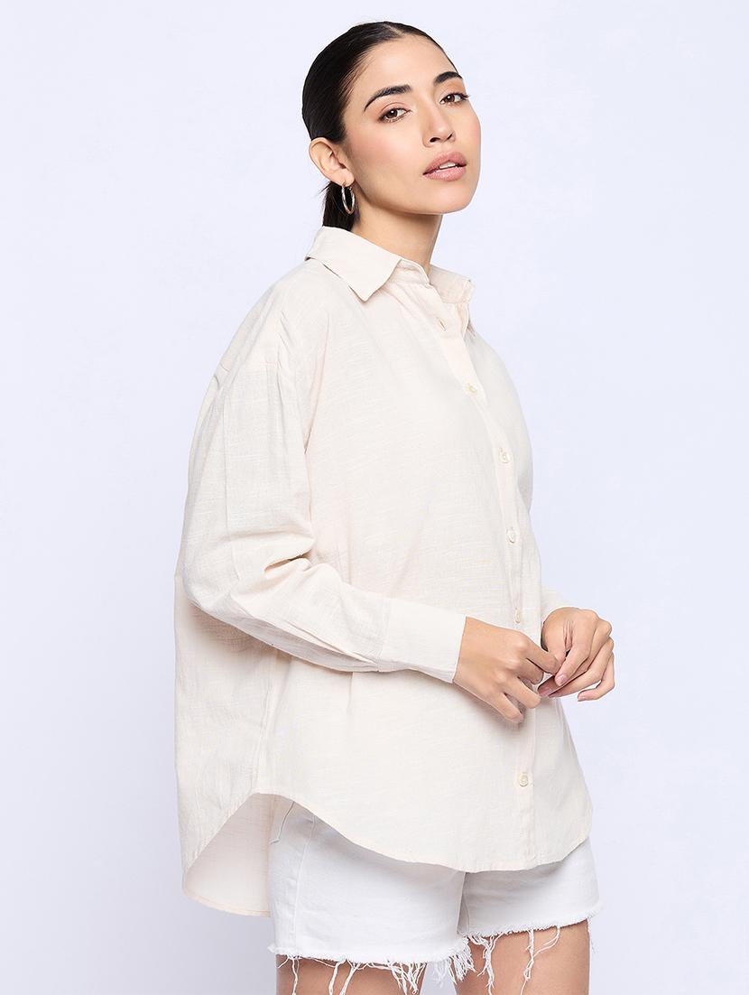 cream cotton oversized shirt - 21348321 - Zoom Image - 2