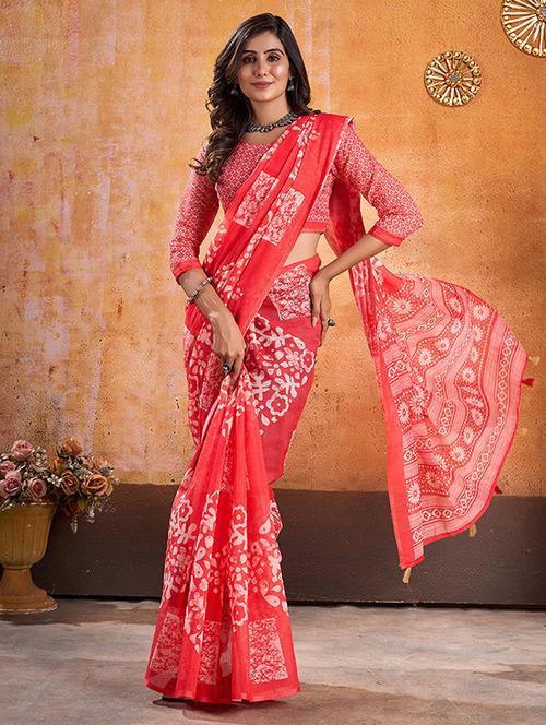 women printed saree with blouse - 21348761 - Very Small Image - 1
