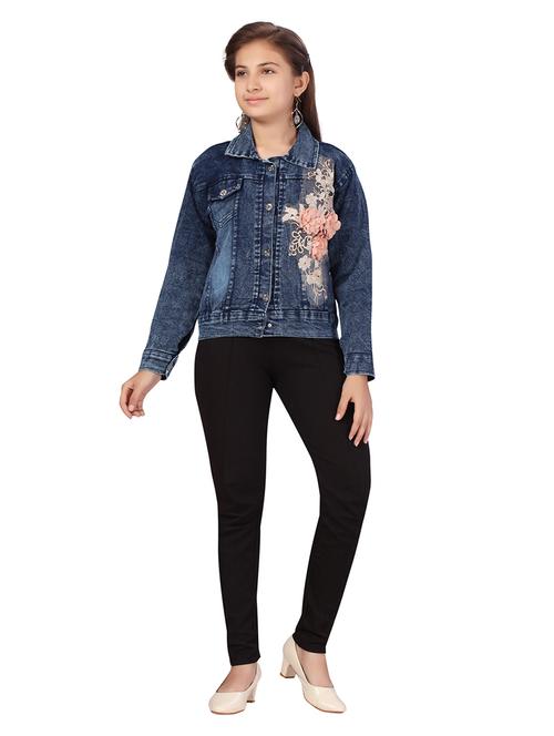 girls blue self-designed denim jacket - 21348832 - Very Small Image - 1
