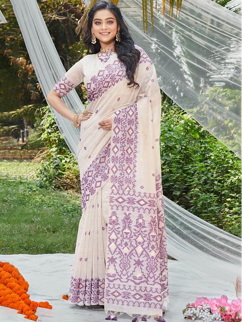 women self design handloom saree with blouse - 21350431 - Very Small Image - 1