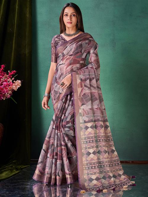 women printed saree with blouse - 21350800 - Very Small Image - 1