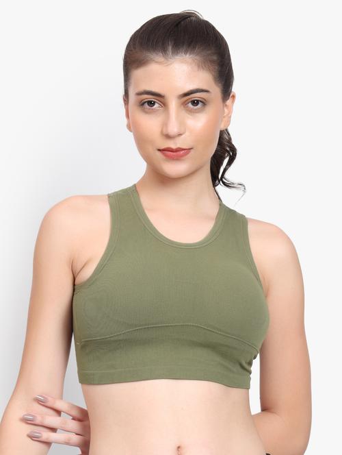 green solid sports bra - 21350900 - Very Small Image - 1