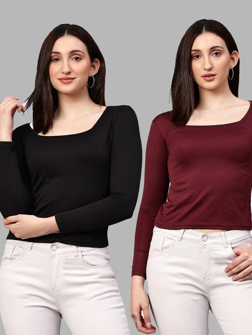 women solid pack of 2 straight top - 21351519 - Very Small Image - 1