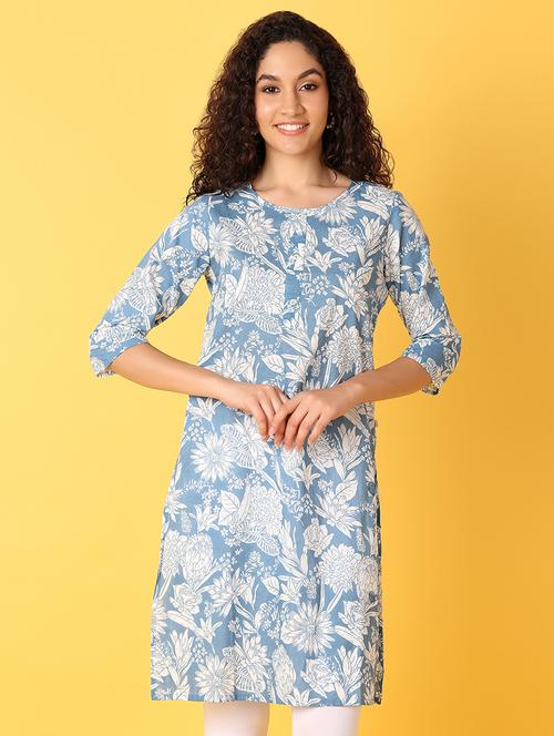 women three quarter sleeve straight kurta - 21351830 - Very Small Image - 1