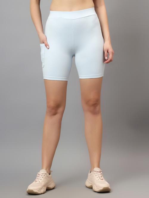 women's solid mid rise active wear shorts - 21352410 - Very Small Image - 1