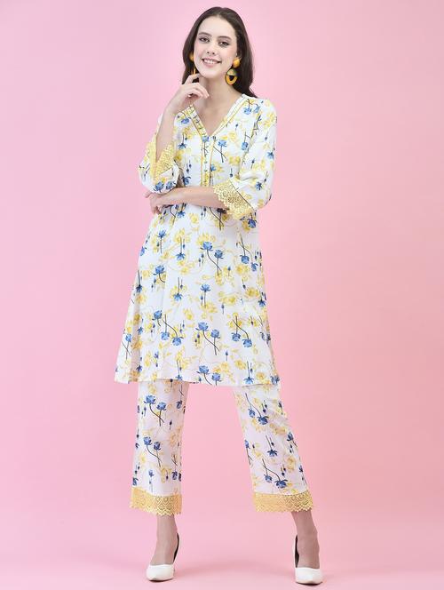 white floral printed co-ord set - 21353223 - Very Small Image - 1