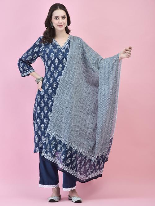 women three quarter sleeve kurta pant with dupatta set - 21353690 - Very Small Image - 1