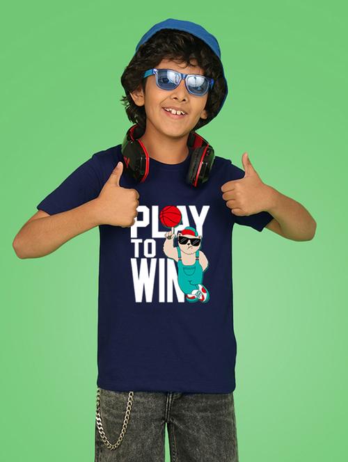boys front print round neck t-shirt - 21354998 - Very Small Image - 1
