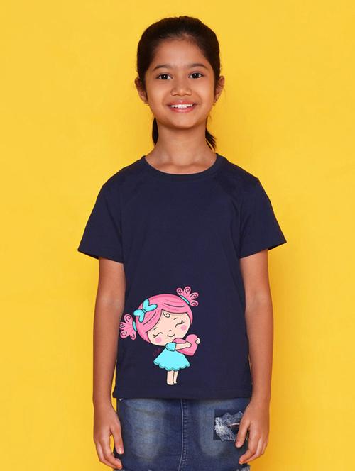 girl placement printed round neck tee  - 21355136 - Very Small Image - 1