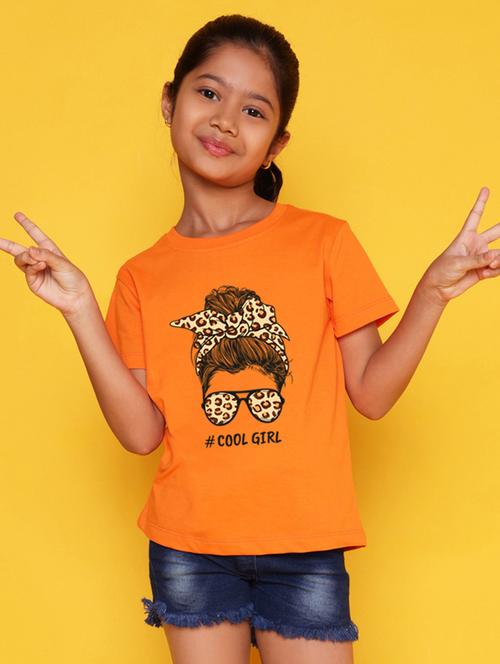 girl printed round neck cotton tee - 21355322 - Very Small Image - 1