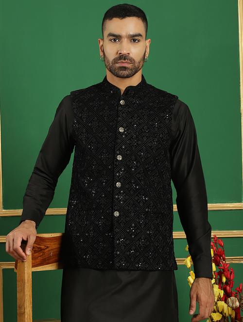 men mandarin neck embroidered nehru jacket - 21355654 - Very Small Image - 1