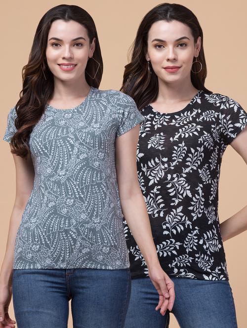 women multi colored printed combo t-shirt - 21355719 - Very Small Image - 1