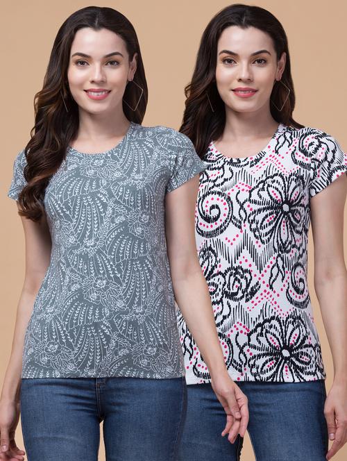 women multi colored printed combo t-shirt - 21355720 - Very Small Image - 1