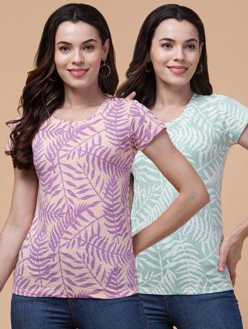 women multi colored printed combo t-shirt - 21355722 - Very Small Image - 1