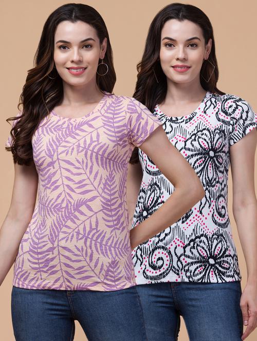 women multi colored printed combo t-shirt - 21355734 - Very Small Image - 1