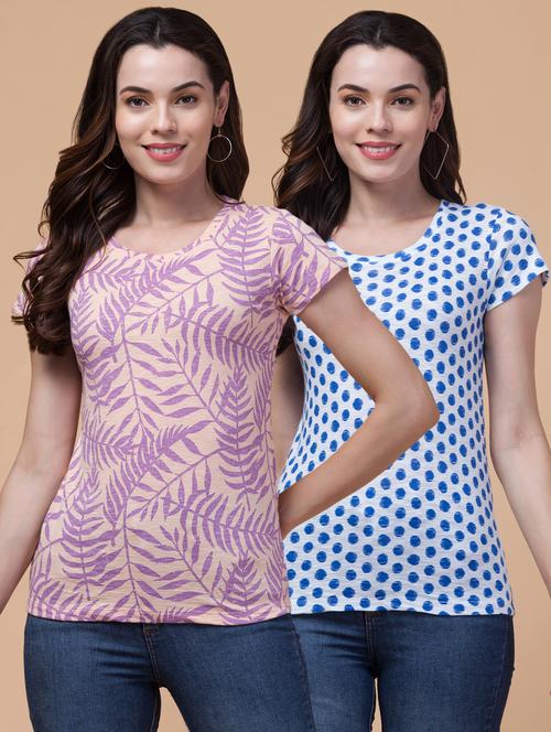 women multi colored printed combo t-shirt - 21355735 - Very Small Image - 1