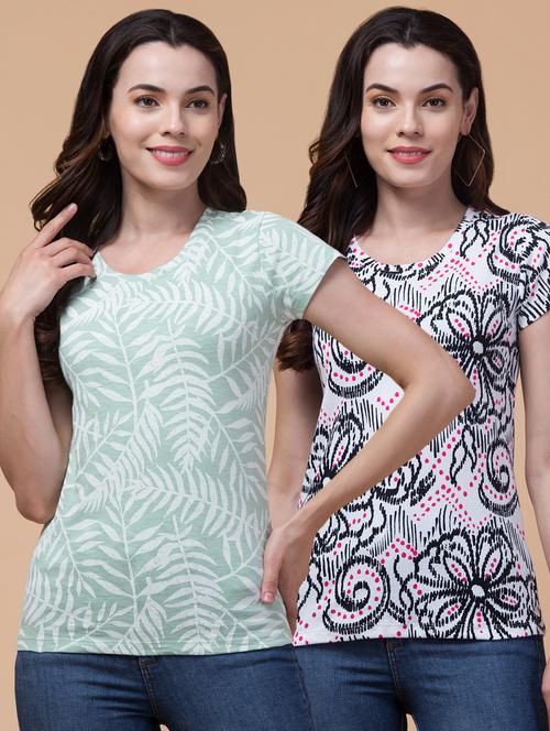 women multi colored printed combo t-shirt - 21355738 - Very Small Image - 1