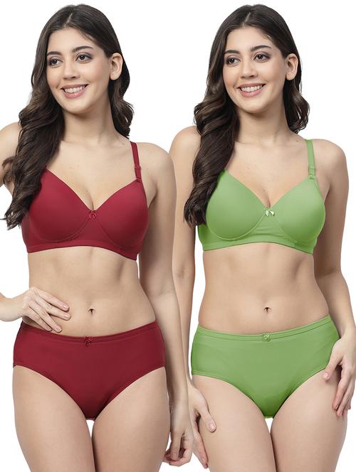 pack of 2 solid bra and panty set - 21355804 - Very Small Image - 1