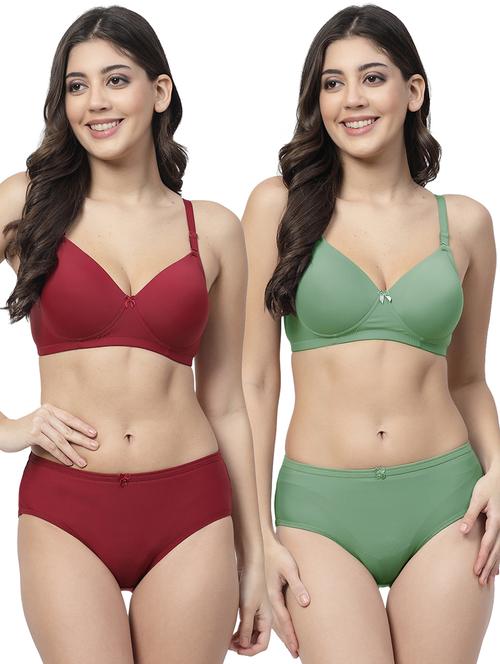 pack of 2 solid bra and panty set - 21355808 - Very Small Image - 1