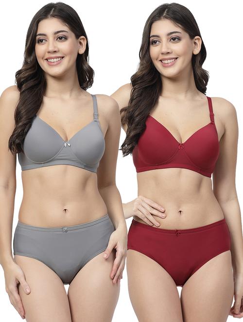 pack of 2 solid bra and panty set - 21355809 - Very Small Image - 1