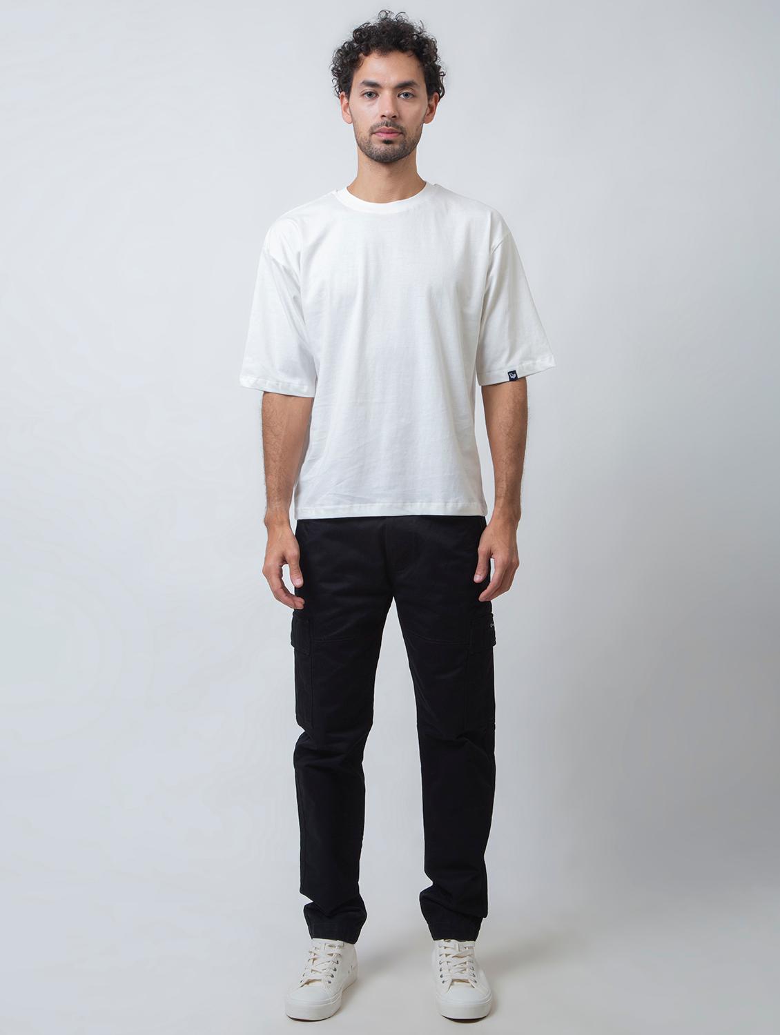 men mid rise solid cargos - 21356019 - Standard Image - 2
