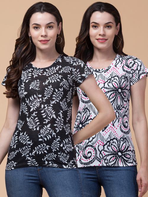 women multi colored printed combo t-shirt - 21356275 - Very Small Image - 1