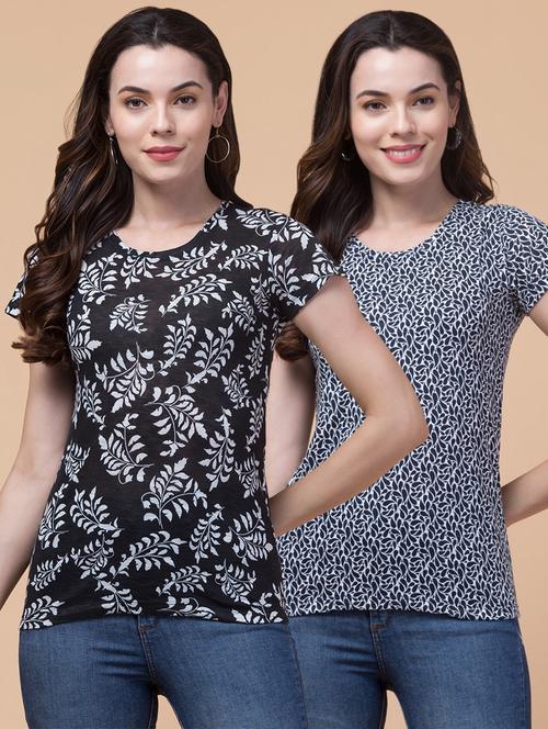 women multi colored printed combo t-shirt - 21356279 - Very Small Image - 1