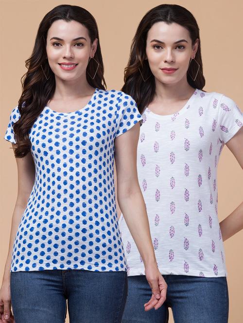 women multi colored printed combo t-shirt - 21356555 - Very Small Image - 1