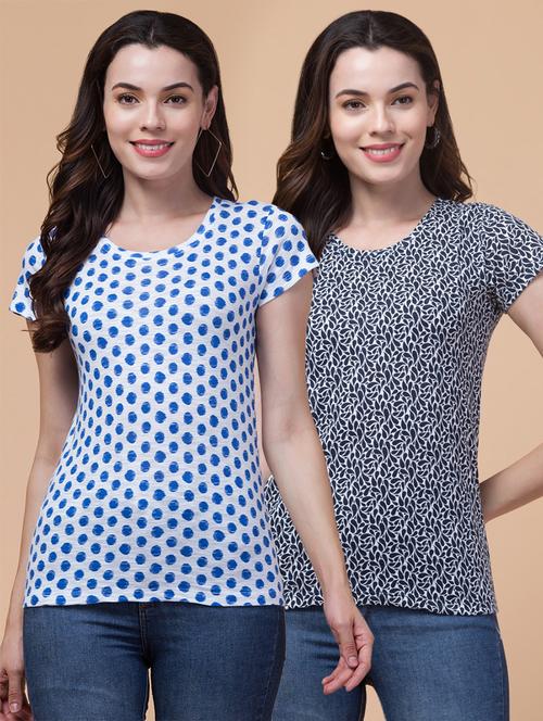 women multi colored printed combo t-shirt - 21356556 - Very Small Image - 1