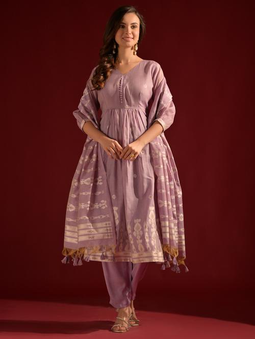 women three quarter sleeve kurta pant with dupatta set - 21357495 - Very Small Image - 1