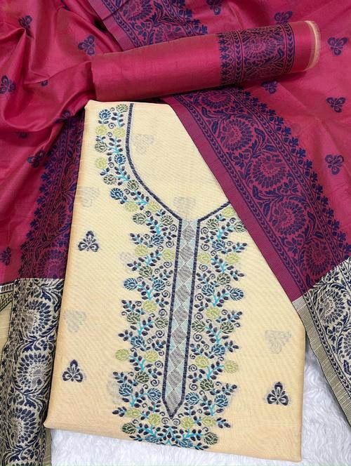 women printed silk unstitched suit set - 21357552 - Very Small Image - 1