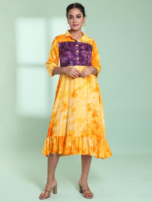 women shirt collar fit & flare ethnic dress - 21357921 - Very Small Image - 1