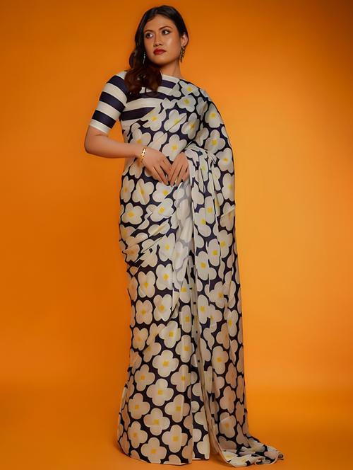 women printed saree with blouse - 21358258 - Very Small Image - 1