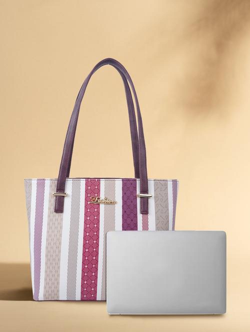 women stripes leatherette handbags - 21359688 - Very Small Image - 1