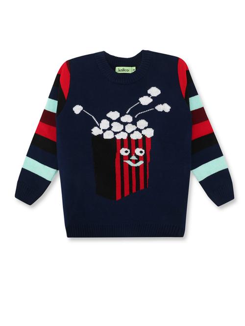 Kids Long Sleeved Self Design Sweater - 21360068 - Very Small Image - 1
