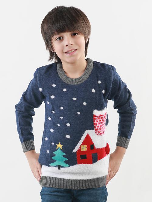 kids long sleeved self design sweater - 21360160 - Very Small Image - 1
