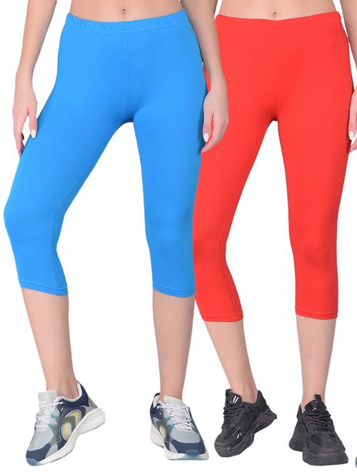 women mid-rise solid set of 2 capris - 21361518 - Very Small Image - 1