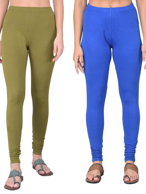 pack of 2 women solid mid rise leggings - 21361819 - Very Small Image - 1