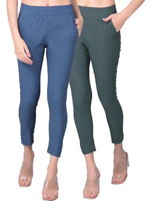 women pack of 2  solid mid rise cigarette pant - 21362908 - Very Small Image - 1