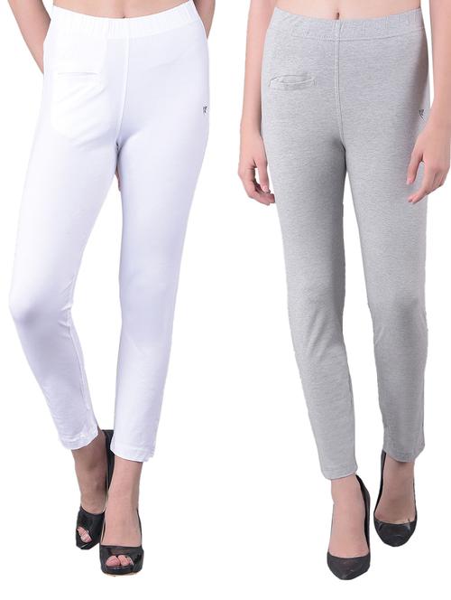 women's pack of 2 solid mid rise stretchy pants - 21363372 - Very Small Image - 1