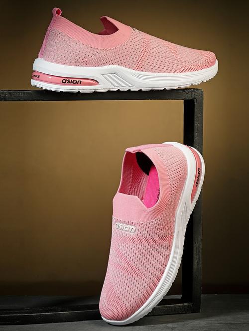 pink fabric slip on casual shoes - 21364646 - Very Small Image - 1